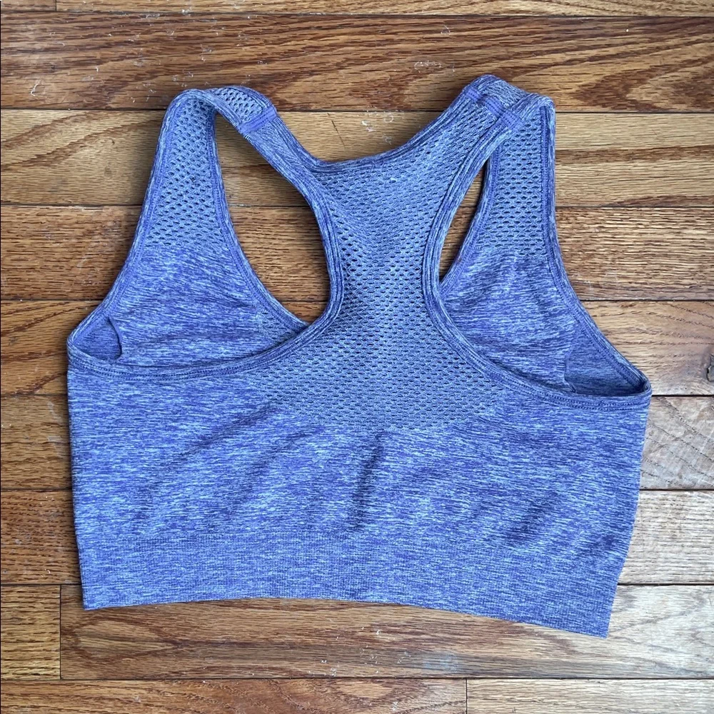 Seamless Heathered Purple Sports Bra - Picture 3 of 5